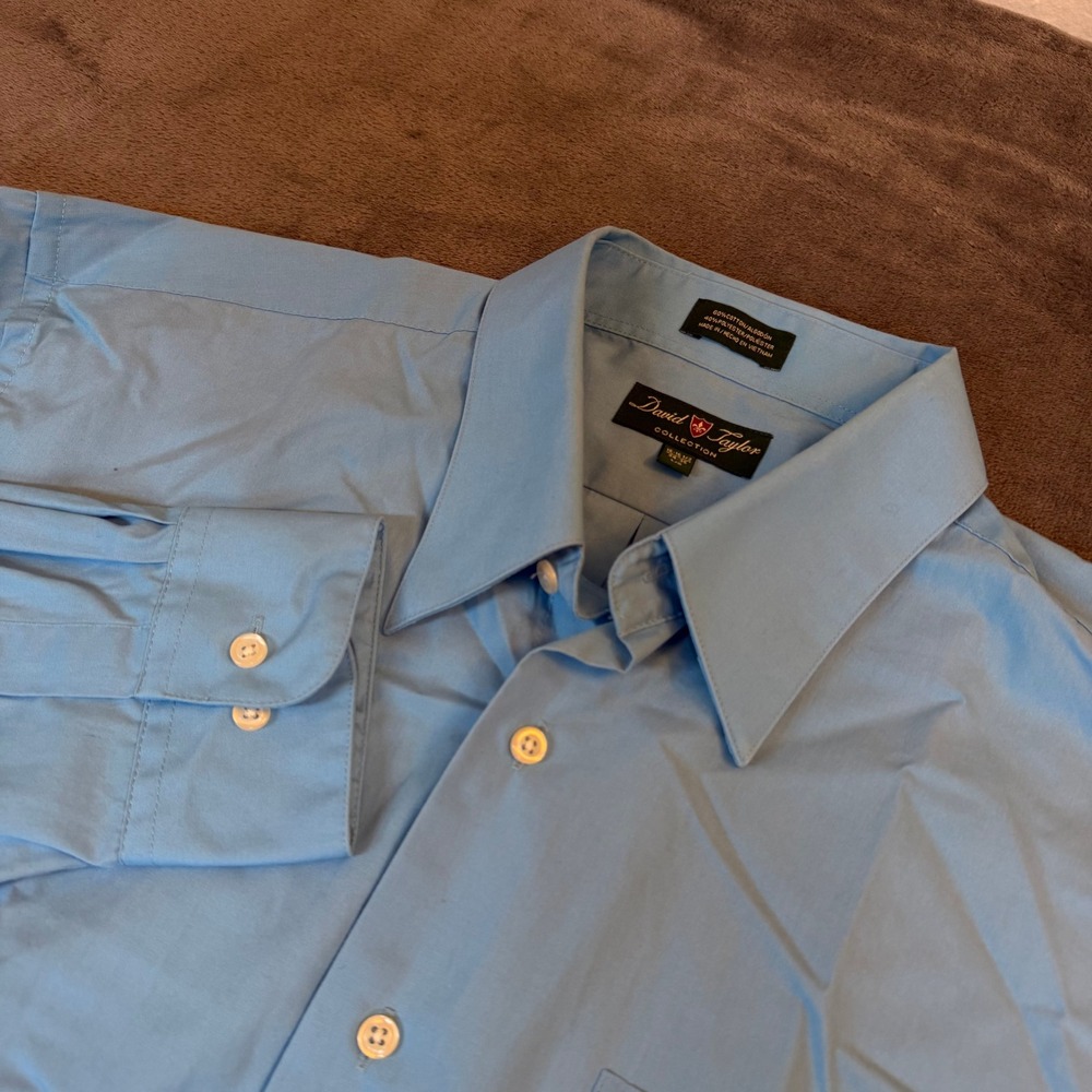 David Taylor Collection Light Blue Long Sleeve Dress Shirt Mens 16-16.5 Large